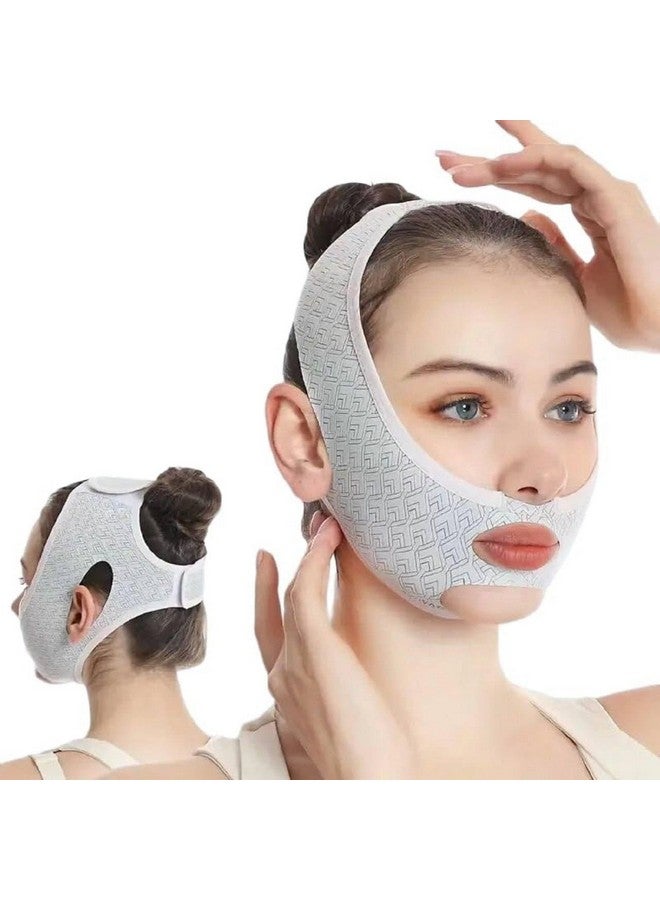 Facial Slimming Belt, Double Chin Reducer Reusable V-Shape Face Mask for Men & Women Facial Shaped UP Lift Belt, Slim Cheeks Lifting Jaw Line Shaper Anti Wrinkle Strap Elastic Face - Image 1