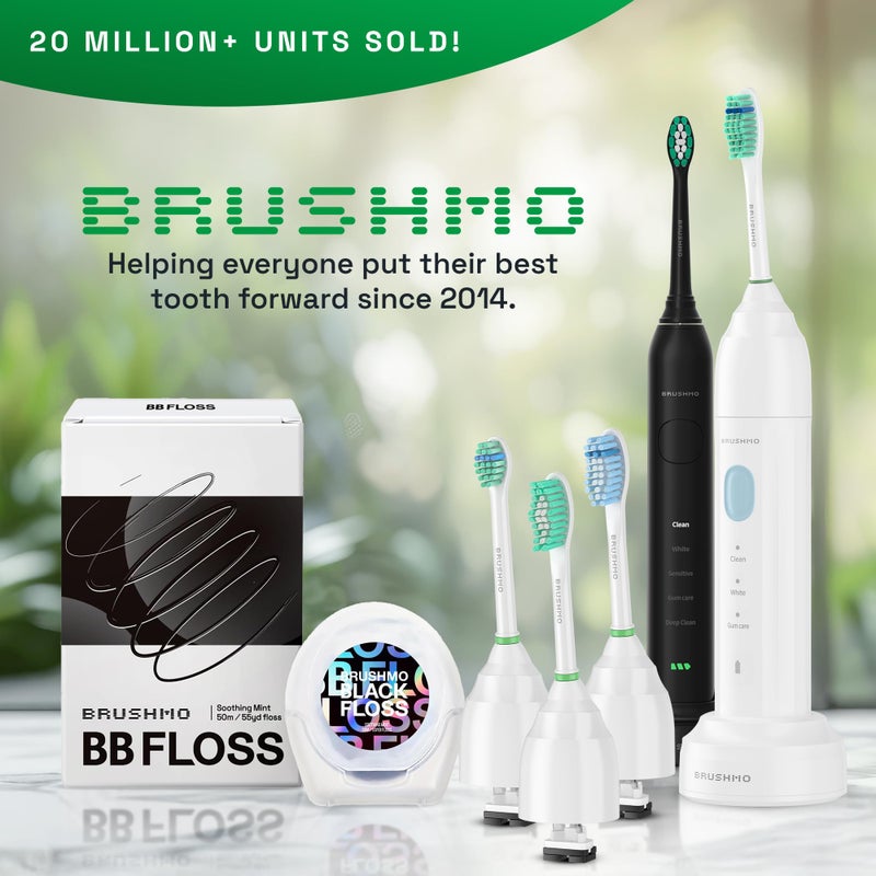 Brushmo e-Series Variety Replacement Toothbrush Heads, Compatible with Philips Sonicare Screw-on Toothbrush Handles, 6 Variety Heads (Standard, Compact & Sensitive), Dupont Bristles, BM724+2, White - Image 5