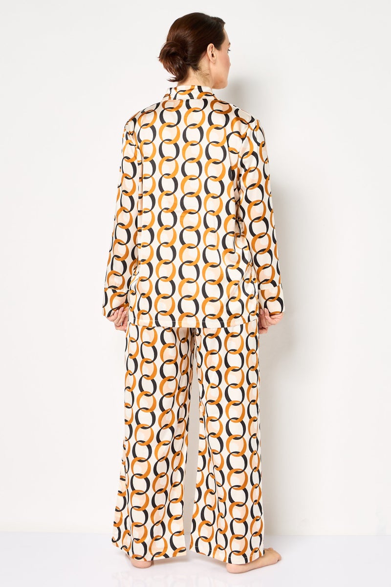 bebe Women 2 Pieces Allover Print Long Sleeve Nightwear Set, Multicolor - Image 4