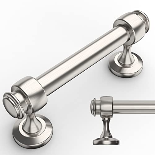Amerdeco 10 Pack Brushed Satin Nickel Cabinet Pulls 3 Inch Hole Centers, 4 Inch Length Handles for Kitchen Cabinet Hardware,Solid Cabinet Handles for Bathroom Drawer Handles IH0005… - Image 1