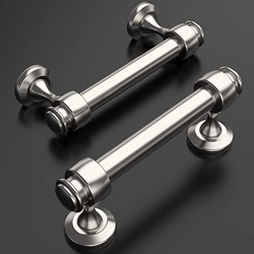 Amerdeco 10 Pack Brushed Satin Nickel Cabinet Pulls 3 Inch Hole Centers, 4 Inch Length Handles for Kitchen Cabinet Hardware,Solid Cabinet Handles for Bathroom Drawer Handles IH0005… - Image 2