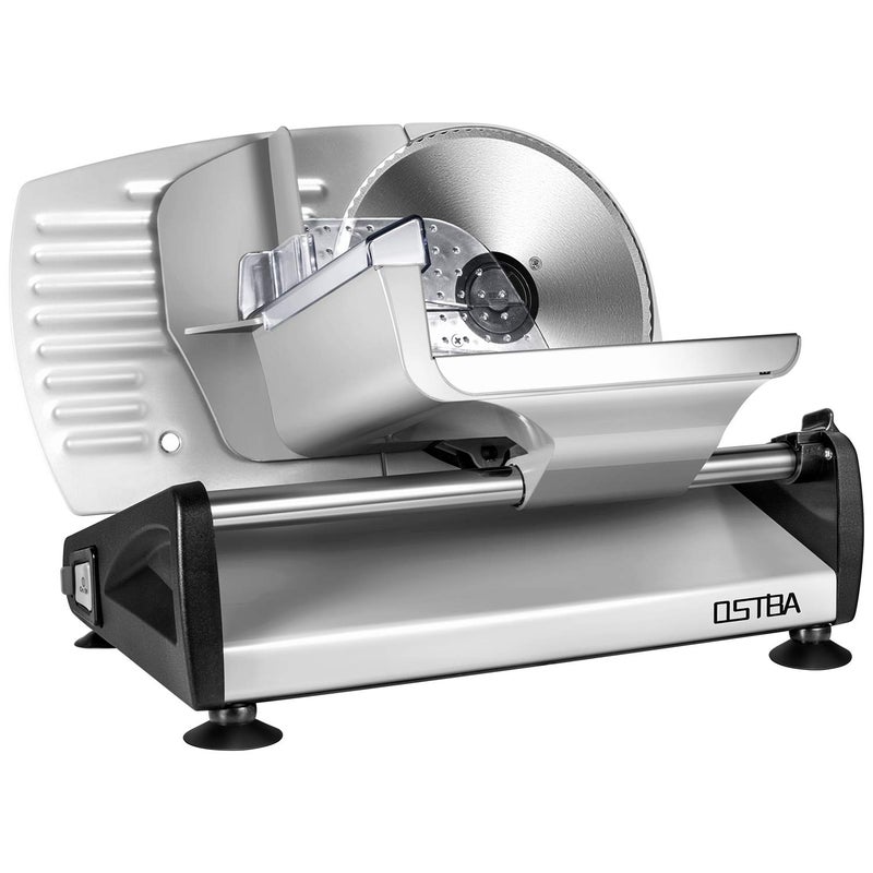 OSTBA Electric Deli Meat Slicer, 200W Food Slicer with 0-15mm Adjustable Thickness, 7.5â€ Removable Stainless Steel Blade & Food Carriage, Child Safety Lock, Easy to Clean - For Home Use - Image 1