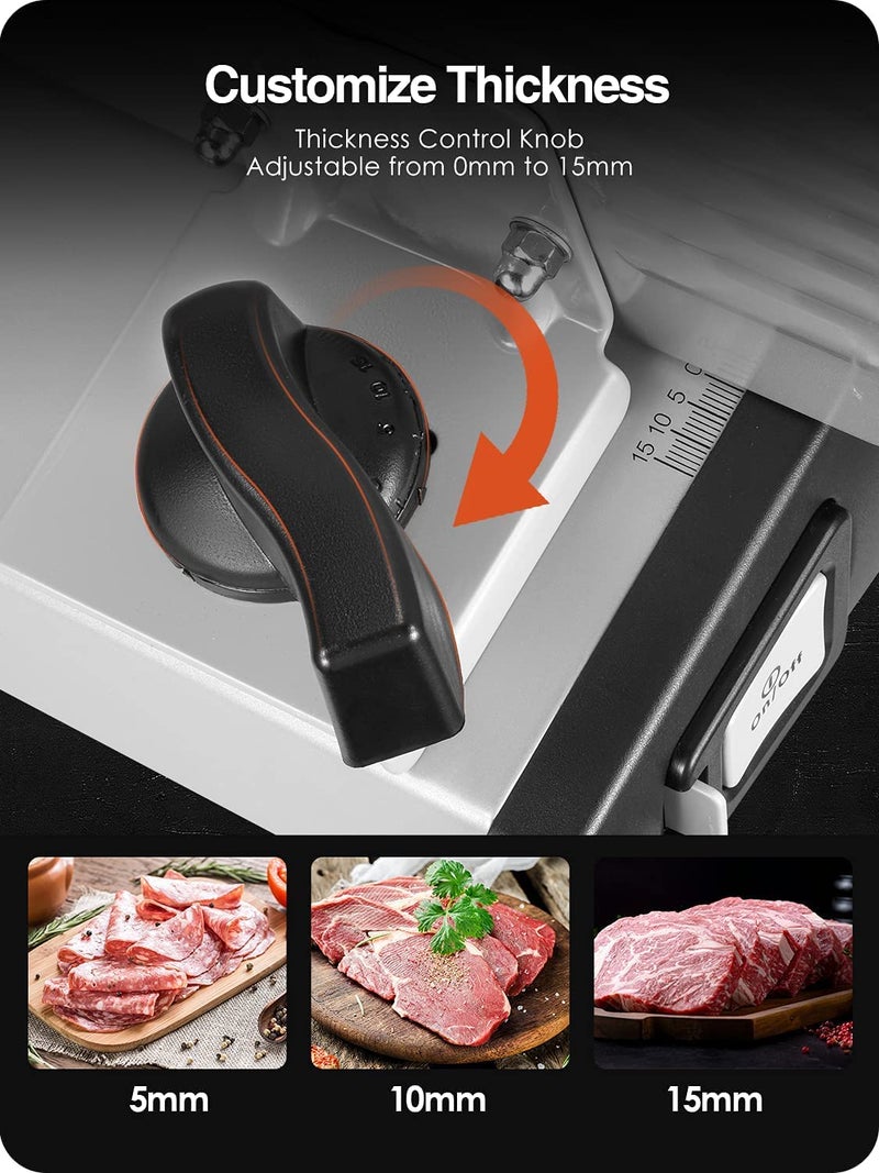 OSTBA Electric Deli Meat Slicer, 200W Food Slicer with 0-15mm Adjustable Thickness, 7.5â€ Removable Stainless Steel Blade & Food Carriage, Child Safety Lock, Easy to Clean - For Home Use - Image 2