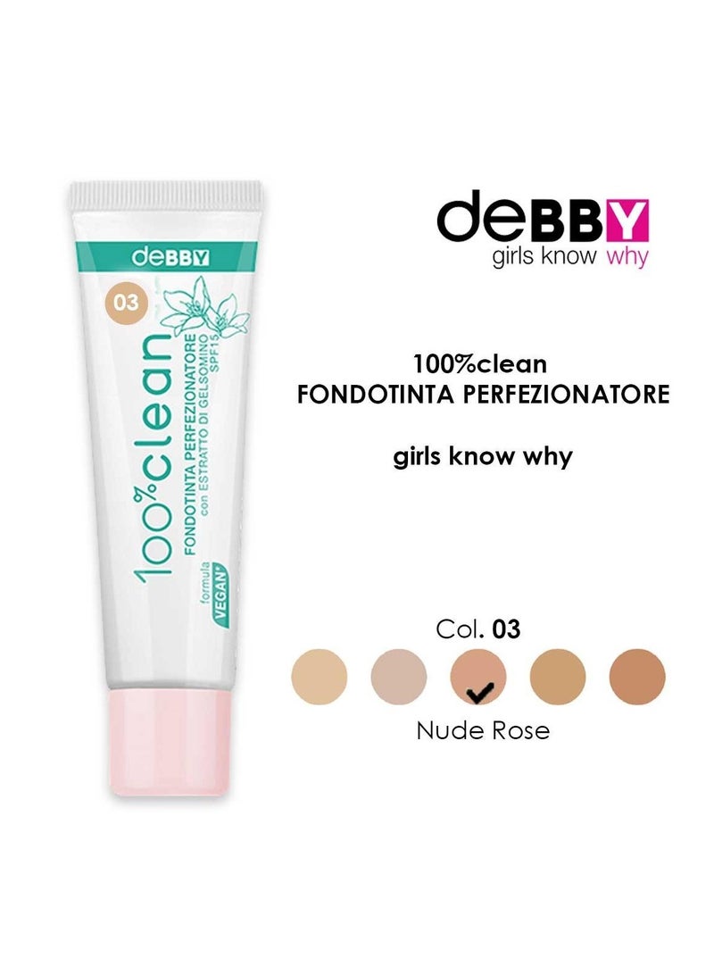 DEBBY 100% CLEAN FONDOTINTA PERFEZIONATORE 03 NUDE ROSE