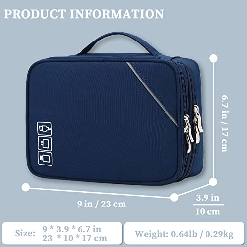Lanola Universal Cable Organizer Electronics Accessories Cases for Cable, Charger,Power Bank, Phone, USB, SD Card,Memory Cards,Earphone,Flash Drive, Great for Travel and Business - Dark Blue - Image 2