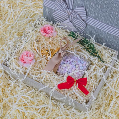 Caleihd Crinkle Cut Paper Grass Cushion Paper Streamer for Christmas Wedding Birthday Bridesmaid Engagement Craft Gift Boxes Bags Filler Decoration 4.5oz Oyster White - Image 4