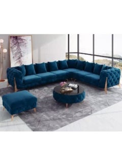 Golden-Legged L-Shaped Chesterfield Velvet Sofa Set: Luxury Traditional Living Room Blue 320x190x80 - pzsku/Z05299730A2F50D6C3445Z/45/_/1678289071/c7acb476-e74a-4cd0-8808-db4cd0f647cd