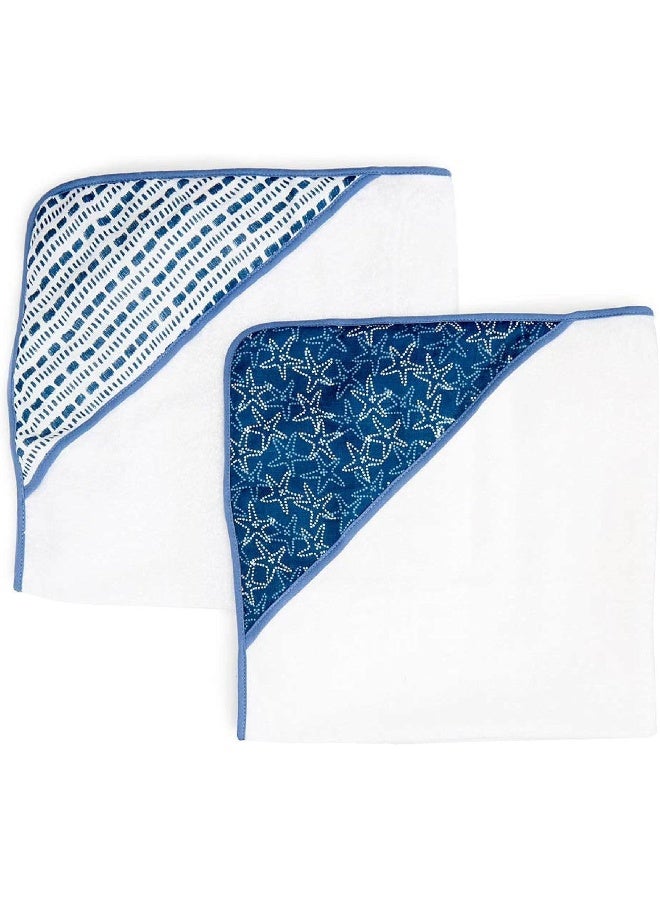 Spasilk Baby 2 Pack Soft Terry Towel with Muslin Printed Hood - Image 1