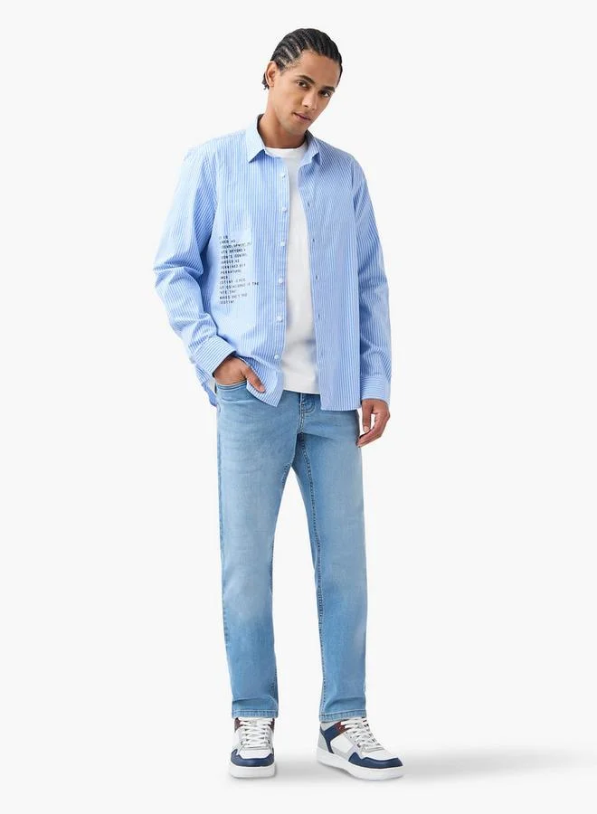 Splash FAV Regular Fit Striped Shirt with Long Sleeves