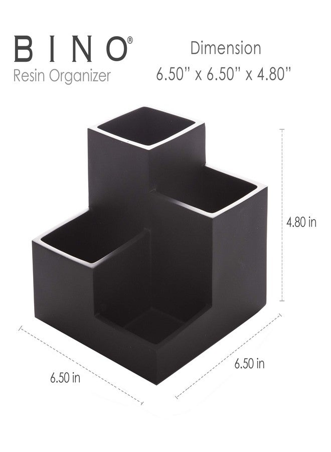 BINO | Multi Purpose 4 Compartment Organizer - Make up Organizer for Vanity - Makeup Holders for Bathroom - Toiletry Countertop - Toothbrush and Bathroom Accessories Holder - Matte Black - Image 2