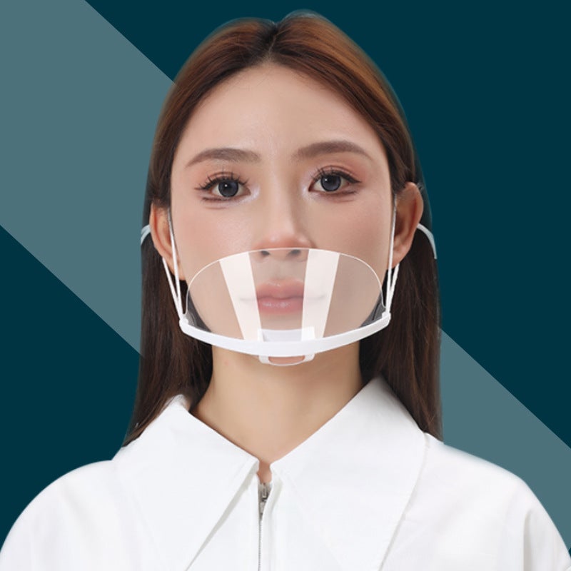 Generic Catering Mask Transparent Anti-fog Special Plastic Smile Mask Food Anti-saliva Kitchen Restaurant Anti-saliva Mask White B02 boxed (a box of 10)