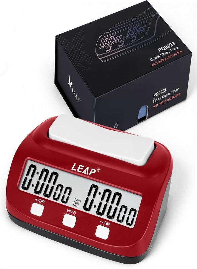 LEAP Chess Clock Digital Chess Timer Professional for Board Games Count Up/Down Timer with Alarm,Bonus and Delay Features, Easy to Setup (Red/Black) - Image 1