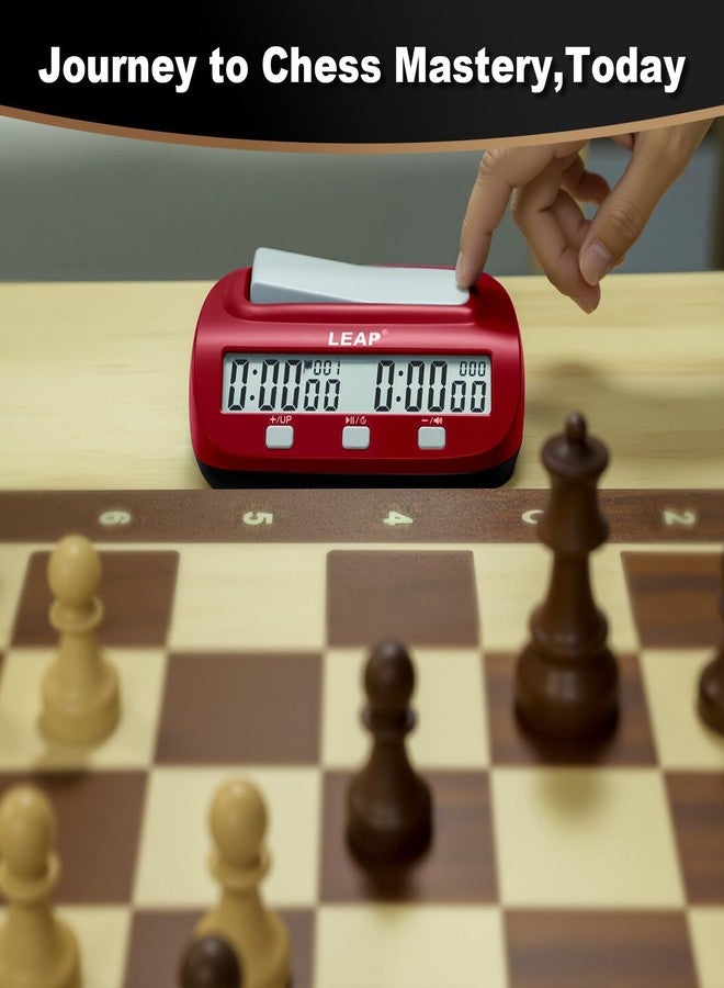 LEAP Chess Clock Digital Chess Timer Professional for Board Games Count Up/Down Timer with Alarm,Bonus and Delay Features, Easy to Setup (Red/Black) - Image 4