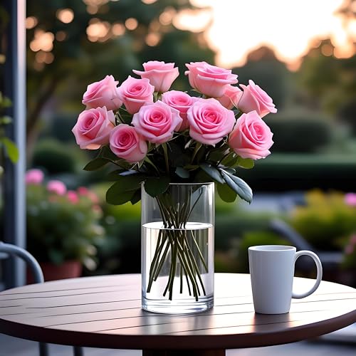 CYS EXCEL (H:12" D:6") Large Cylinder Clear Glass Vase for Wide Bouquet Flower Vase Centerpieces Display Hurricane Floating Candle Holder - Image 3
