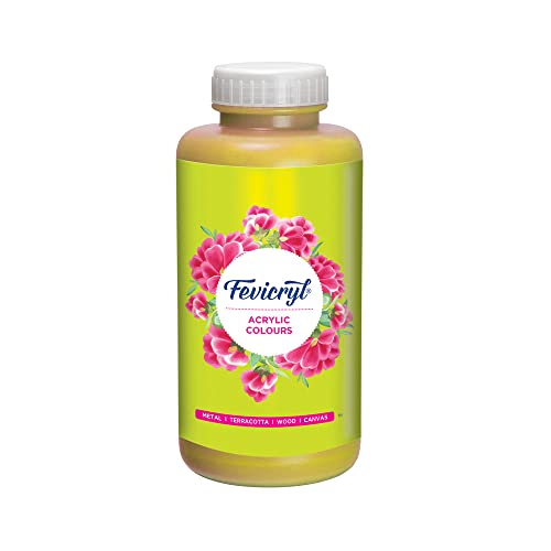 Fevicryl Acrylic Colour (Lemon Yellow, 1litre) for Art and Craft Paint, Canvas, Wood, Leather, Earthenware, Metal - Image 1