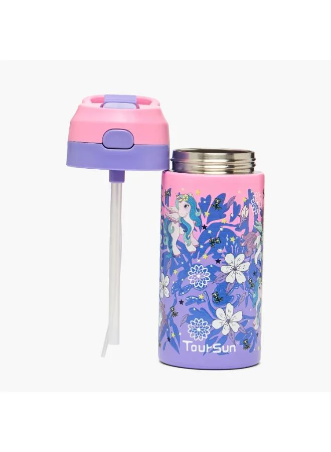 تورسون Floral Print Stainless Steel Water Bottle with Spout - 320 ml