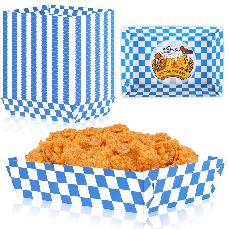 Geefuun 50Packs Oktoberfest Paper Food Trays Decorations Disposable Serving Plates German Birthday Party Supplies
