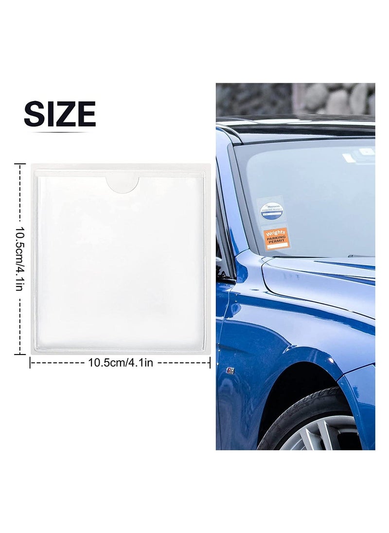 Generic - 20 Pcs Car Tax Disc Holders, Square Permit Holders Windscreen Card Holder Self Adhesive Parking Permit Holder Car Disc Holder Windscreen for Permits BadgesTicket Photos Business Cards (4.13*4.13inch) - Image 1