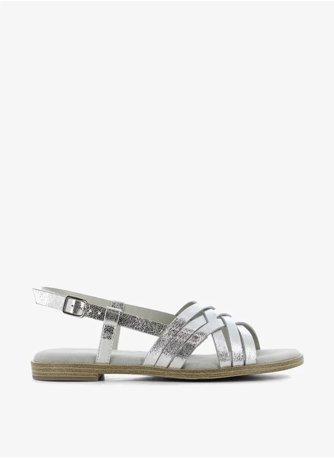 SJ Women's Solid Cross Strap Sandals with Buckle Closure