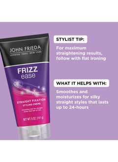 John Frieda John Frieda Frizz Ease Straight Fixation Styling Crème, Straightens Frizzy Hair with Milk Protein & Almond Oil, Sleek & Frizz-Free, with ThermaGuard Heat Protection Against Damage, 5 Oz  - Image 2