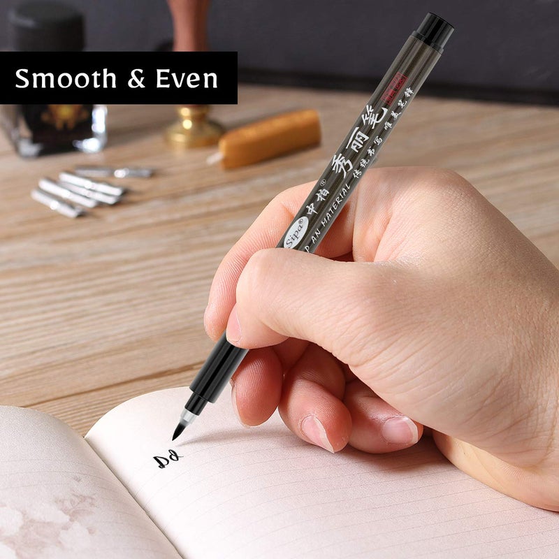 Rilanmit Calligraphy Pens Set for Beginners, Hand Lettering Pens Brush Drawing Markers Kits Chinese Japenese Pens Black Ink for Journaling, Writing, Art Drawing, 3 Size(Pack of 6) - Image 4