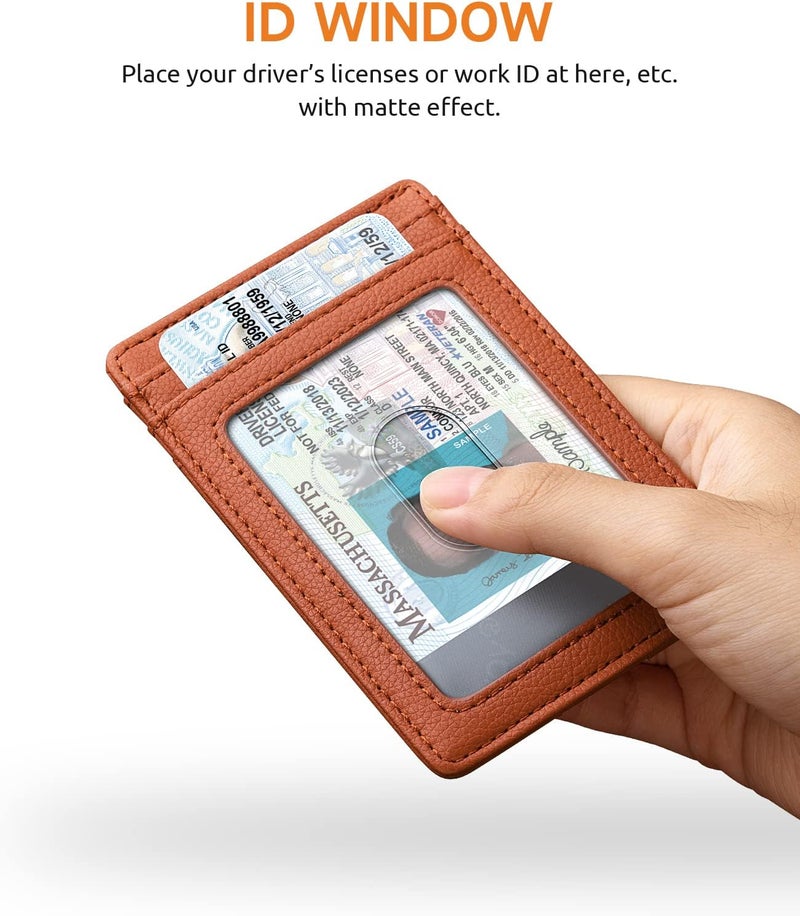 Buffway Mens Slim Wallet, Minimalist Thin Front Pocket Leather Credit Card Holder with RFID Blocking for Work Travel - Image 4