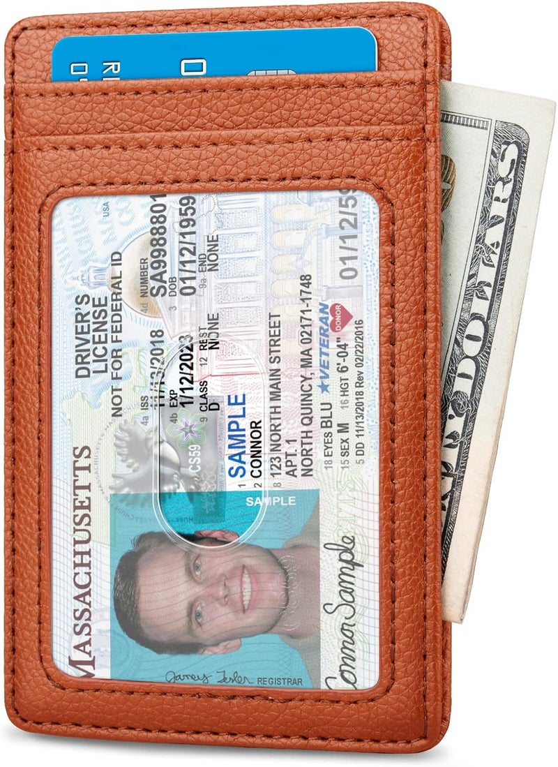 Buffway Mens Slim Wallet, Minimalist Thin Front Pocket Leather Credit Card Holder with RFID Blocking for Work Travel - Image 2