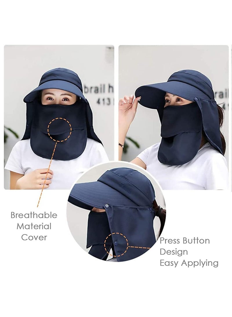 SYOSI Women Sun Wide Brim UV Protection Fishing Hats Foldable Ponytail Summer Hat with Detachable Flap UPF 50+ Protection Packable Beach Sun Visor Cap Outdoor Camping Fishing Cycling Sunshade Hat  - Image 5