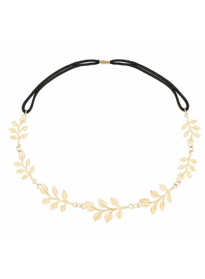 Yalice Elastic Head Chain Leaf Headband Hair Acessories for Women and Girls (Gold) - Image 1