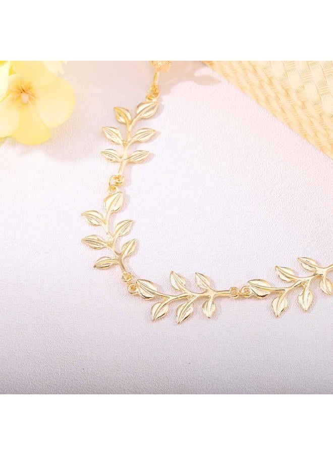 Yalice Elastic Head Chain Leaf Headband Hair Acessories for Women and Girls (Gold) - Image 3