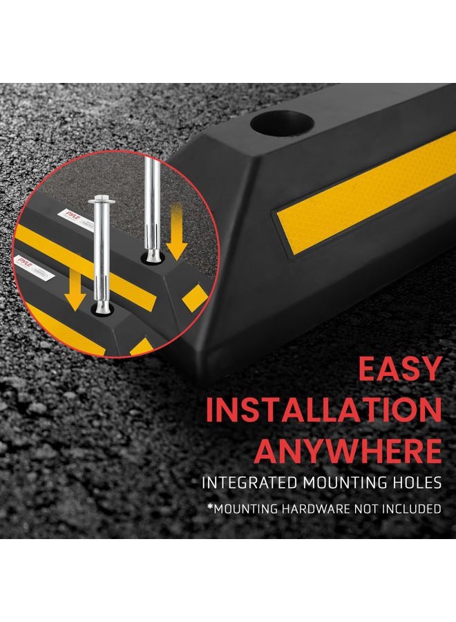 PYLE Garage Floor Stops for Vehicles - 2PC Heavy Duty Rubber Vehicle Parking Lot Target Stoppers, Truck Curb Tire Wheel Guide Blocks, Car Park Aid Assist Bumpers/Stopper for Driveway Stop -PCRSTP22 - Image 3