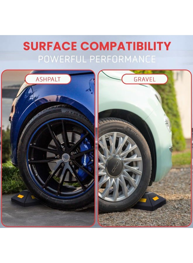PYLE Garage Floor Stops for Vehicles - 2PC Heavy Duty Rubber Vehicle Parking Lot Target Stoppers, Truck Curb Tire Wheel Guide Blocks, Car Park Aid Assist Bumpers/Stopper for Driveway Stop -PCRSTP22 - Image 4