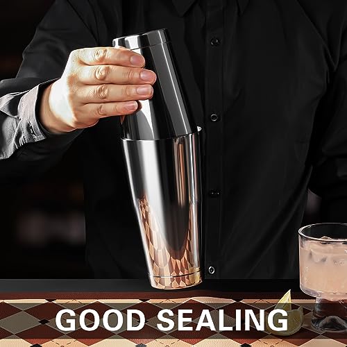 WOTOR Boston Cocktail Shaker Set, 18 oz & 28 oz Stainless Steel Weighted Shaker Tins, Metal Martini Shaker Drink Mixer for Bartending, professional Bar Tools for Bartender （Sliver） - Image 5