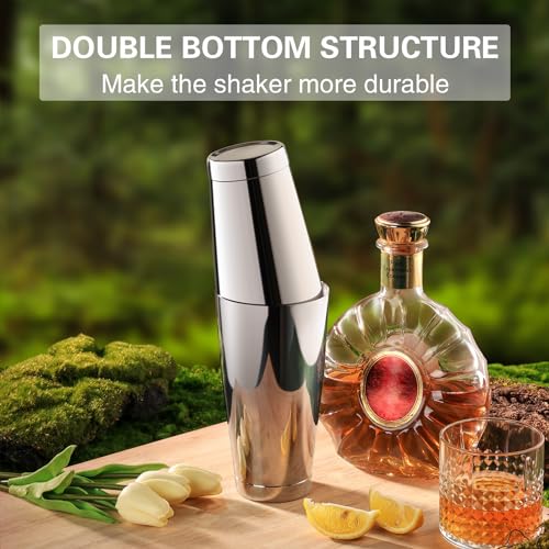 WOTOR Boston Cocktail Shaker Set, 18 oz & 28 oz Stainless Steel Weighted Shaker Tins, Metal Martini Shaker Drink Mixer for Bartending, professional Bar Tools for Bartender （Sliver） - Image 3