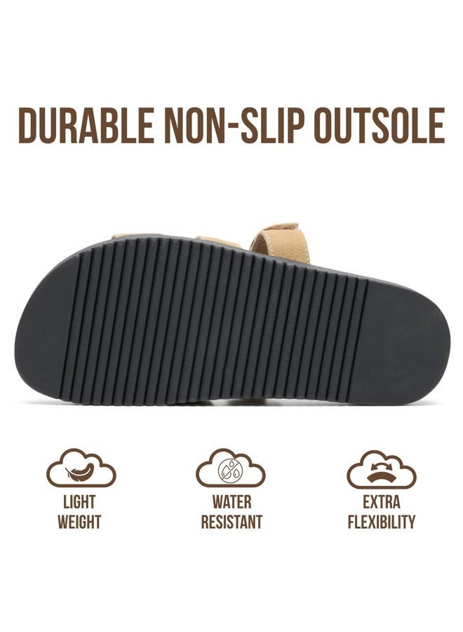 Project Cloud Genuine Leather Womens Sandals - Stylish & Comfy Sandals for Women Footwear with Memory Foam Insole - Slip-Resistant Slides for Women (Mayven), Beige Linen, 5.5 - Image 4