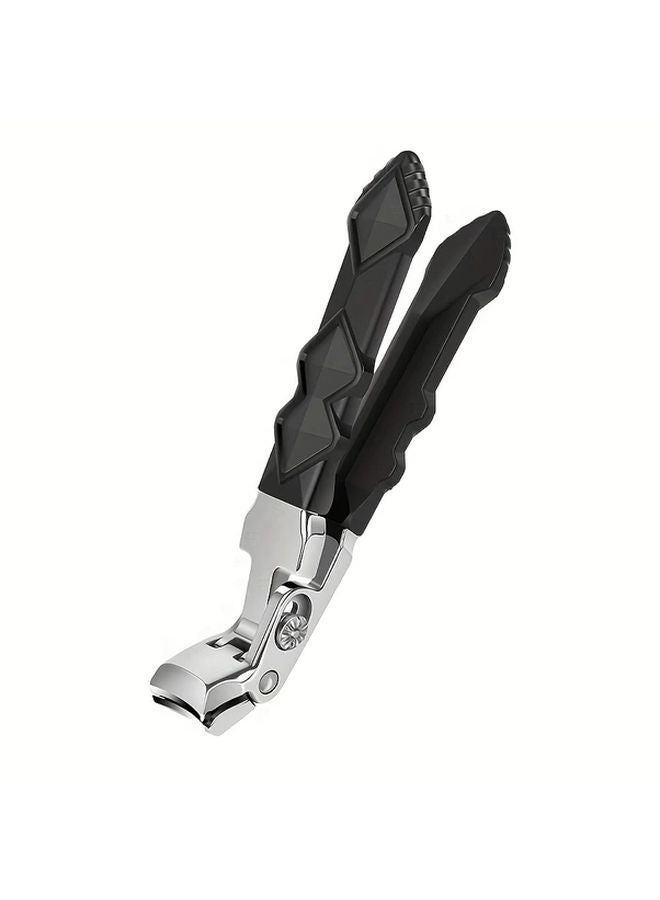 مقص أظافر مريح مضاد للتناثر بمقبض طويل من الفولاذ المقاوم للصدأ الأسود لأدوات العناية بالقدم - Image 1