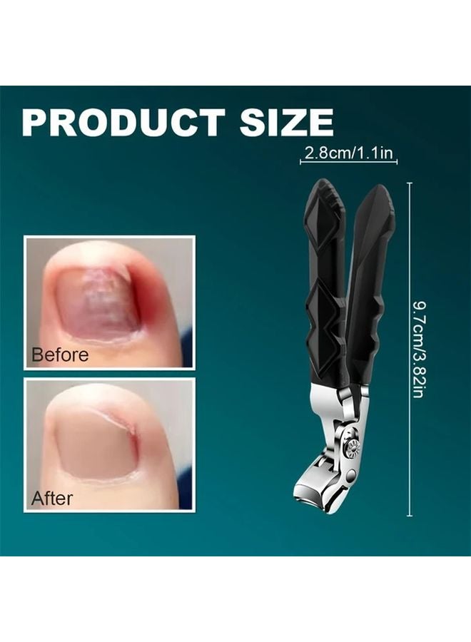 مقص أظافر مريح مضاد للتناثر بمقبض طويل من الفولاذ المقاوم للصدأ الأسود لأدوات العناية بالقدم - Image 5