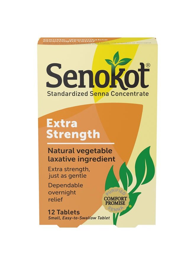 Senokot Extra Strength, 12 Tablets, Natural Vegetable Laxative Ingredient for Gentle Dependable Overnight Relief of Occasional Constipation - Image 1