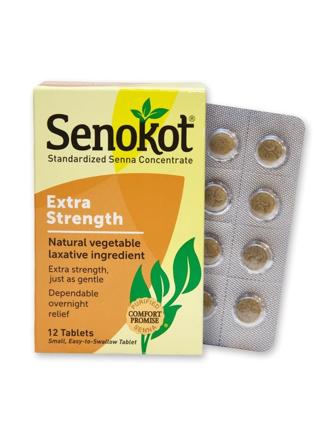Senokot Extra Strength, 12 Tablets, Natural Vegetable Laxative Ingredient for Gentle Dependable Overnight Relief of Occasional Constipation - Image 2