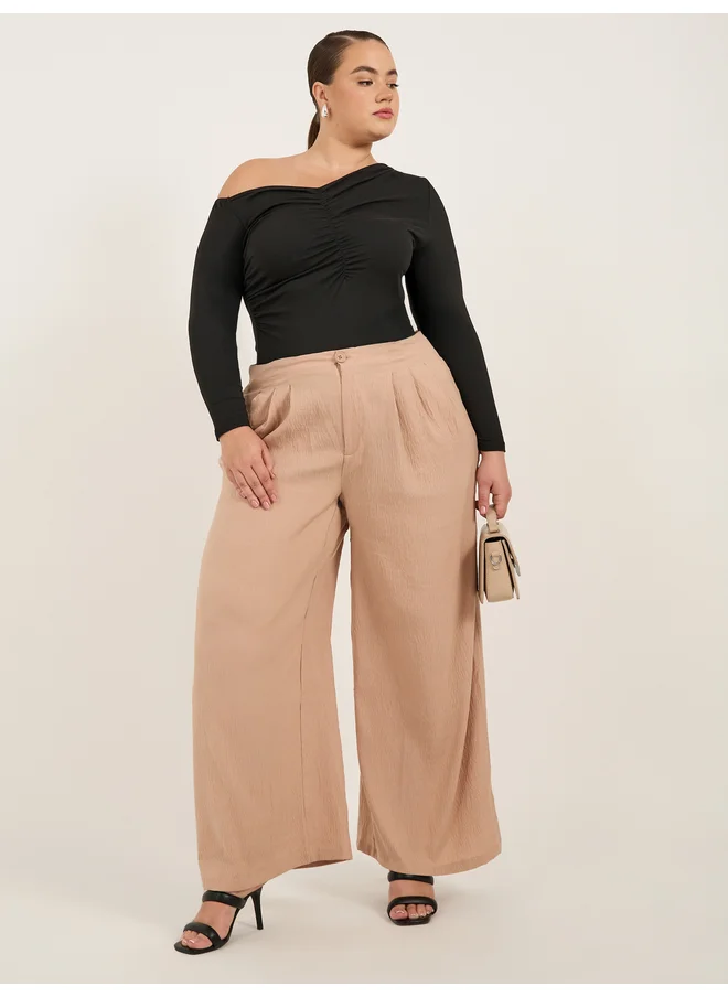 Styli Styli Plus Size Pleated Wide Leg Pants