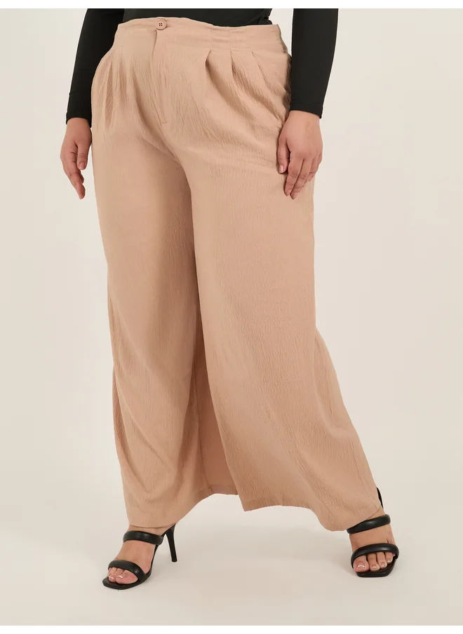 Styli Styli Plus Size Pleated Wide Leg Pants