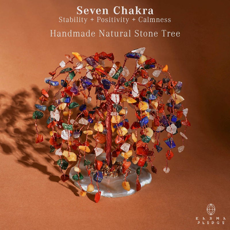 KARMAPLEDGE 7 Chakra Tree of Life Birthday Gifts for Women, Home and Office Decor, Handmade Crystal Chakra Tree for Money, Positivity, Reiki Healing, Spiritual Good Luck Gifts for Mom & Dad - Image 2