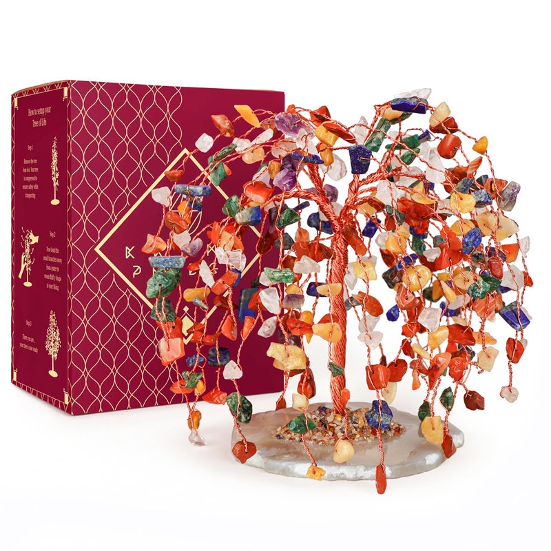 KARMAPLEDGE 7 Chakra Tree of Life Birthday Gifts for Women, Home and Office Decor, Handmade Crystal Chakra Tree for Money, Positivity, Reiki Healing, Spiritual Good Luck Gifts for Mom & Dad - Image 1