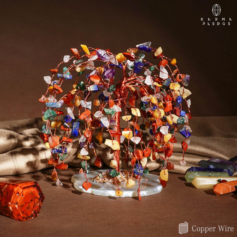 KARMAPLEDGE 7 Chakra Tree of Life Birthday Gifts for Women, Home and Office Decor, Handmade Crystal Chakra Tree for Money, Positivity, Reiki Healing, Spiritual Good Luck Gifts for Mom & Dad - Image 5
