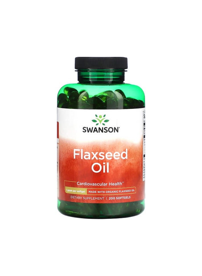 SWANSON Flaxseed Oil, 1 g, 200 Softgels