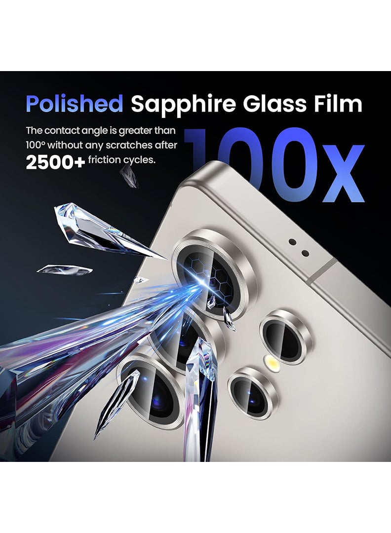 Theodor Samsung Galaxy S25 Ultra 5 Pcs Camera Lens Protector With 9H Tempered HD Glass Camera Cover Anti Scratch Aluminum Alloy Camera Ring, Graphite - Image 5