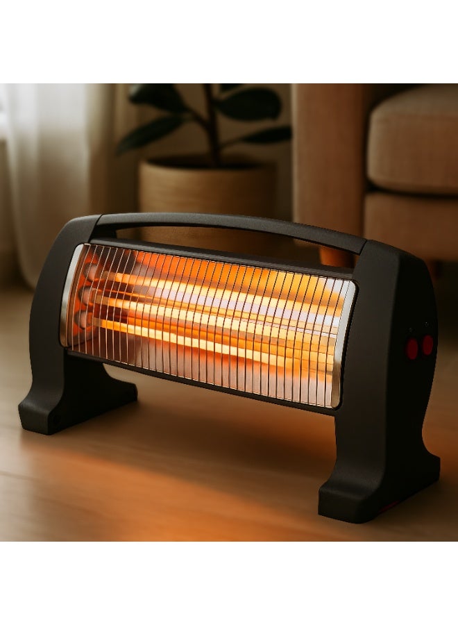 توسكانا يو مدفأة كهربائية قوة 1200 واط ب 3 شمعات تدفئة مع مفاتيح تشغيل جانبية مزدوجة للتحكم بدرجات الحرارة، دفاية كهربائية بشبك حماية معدني و قاعدة ثابته مانعة للانزلاق مع مقبض حمل علوي - Image 1