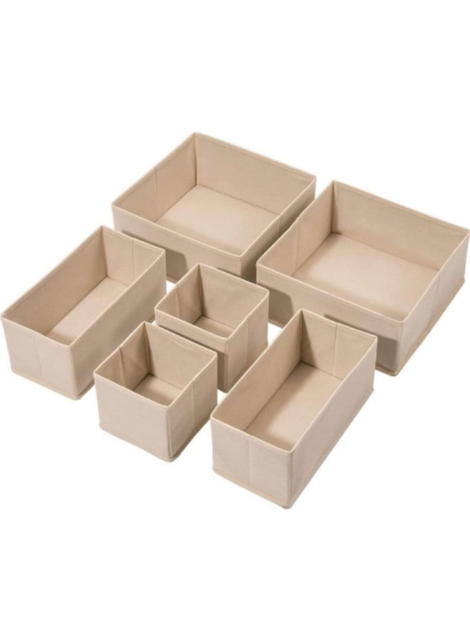 GGEROU Drawer Organizer Clothes, 6 Pack Underwear Drawer Organizer, Foldable Closet Organizers and Storage Dresser Drawer Dividers Beige  - Image 1