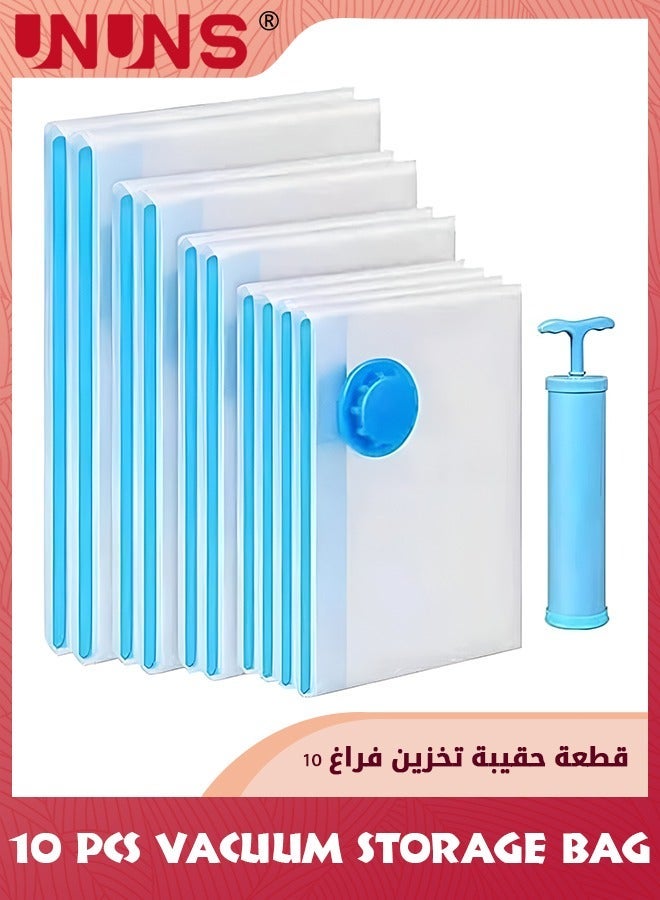 UNUNS Vacuum Storage Bags 10 Jumbo Pack,4 Different Sizes Vacuum Seal Bag With Free Hand Pump,Space Saver Compression Storage Bag For Clothes Comforters Blanket Pillows Bedding - Image 1
