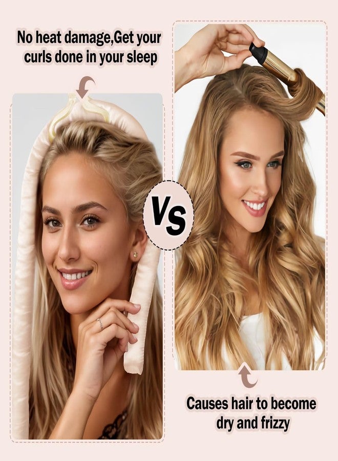 Seritant Heatless Hair Curler,Blowout Heatless Curls Overnight,No Heat Curling Rod Set with Satin Bonnet for Sleep in,Cream - Image 2